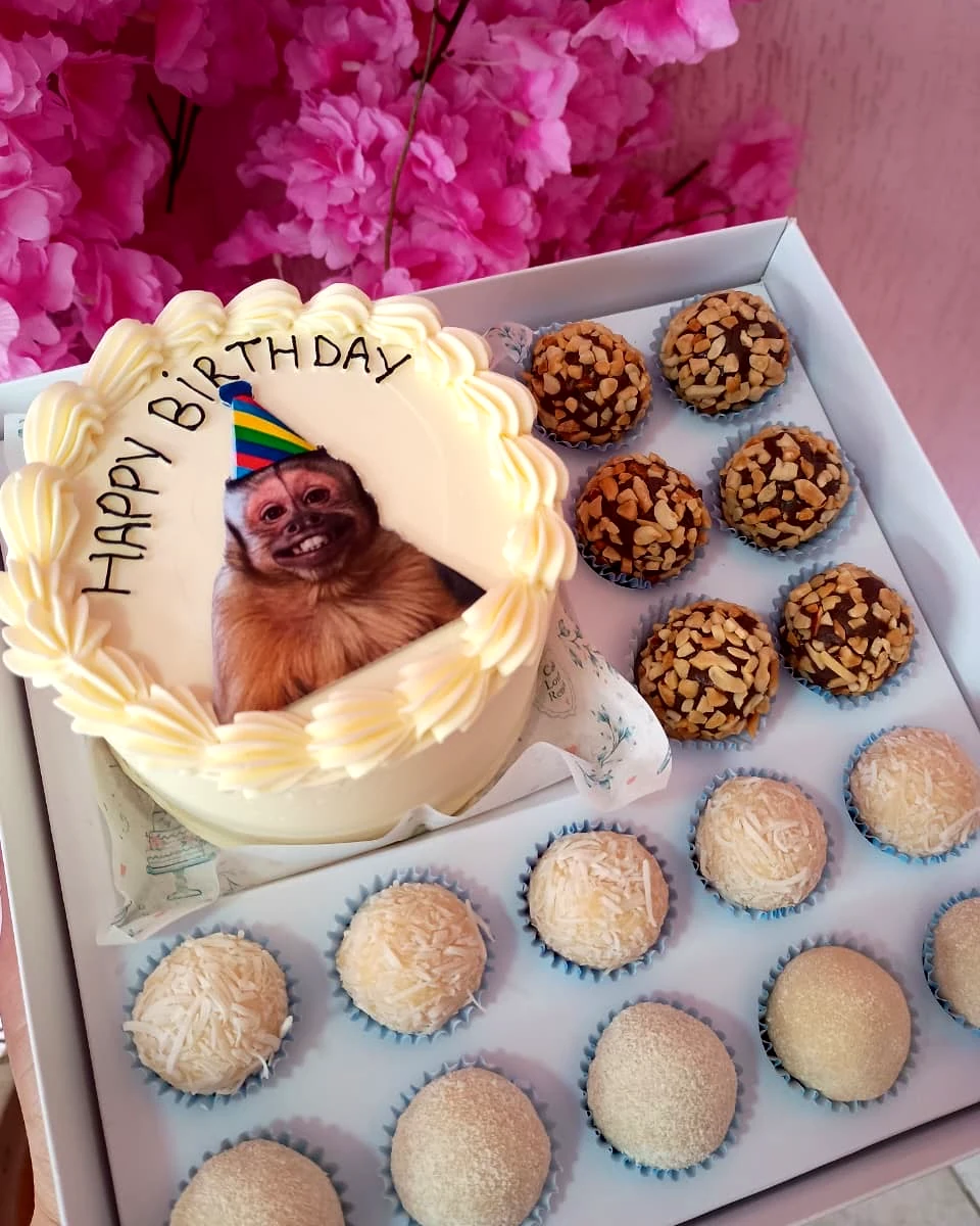 Box luxo com bentô de Happy Birthday e 16 doces gourmet